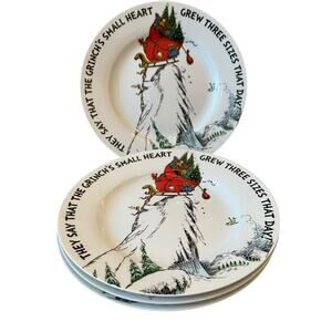New Set of 3 Dr. Seuss The Grinch’s Small Heart Grew 3 Sizes Salad Plates